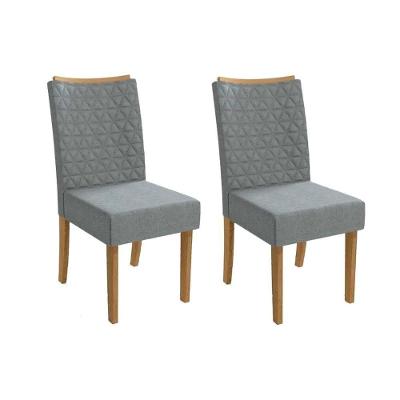 Cadeira Sala de Jantar 2CAD129NG Kit 2 Un Nogueira/Linho Cinza A056 - Kappesberg
