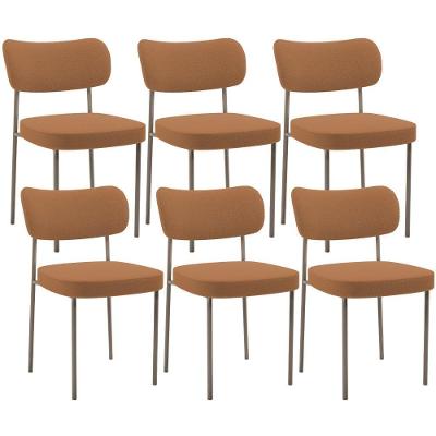 Kit 06 Cadeiras Estofadas Para Sala De Jantar Melina Base Arena L02 Bouclê Terracota - Lyam Decor
