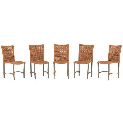 5 Cadeiras De Jantar Cannes De Alumínio Pintura Fendi Trama Terra Cota