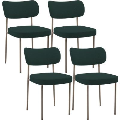 Kit 04 Cadeiras Decorativa Estofada Para Sala De Jantar Melina Base Arena L02 Bouclê Verde - Lyam Decor