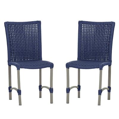 2 Cadeiras De Jantar Cannes De Alumínio Pintura Fendi Trama Azul