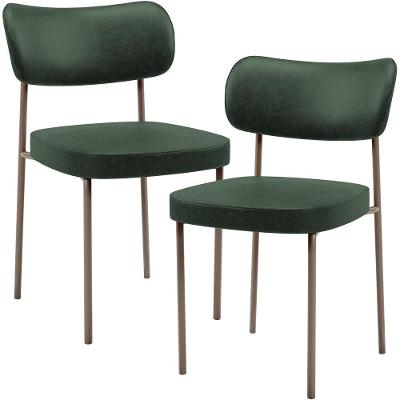 Kit 02 Cadeiras Para Sala De Jantar Melina Base Arena L02 Couríssimo Verde Musgo - Lyam Decor