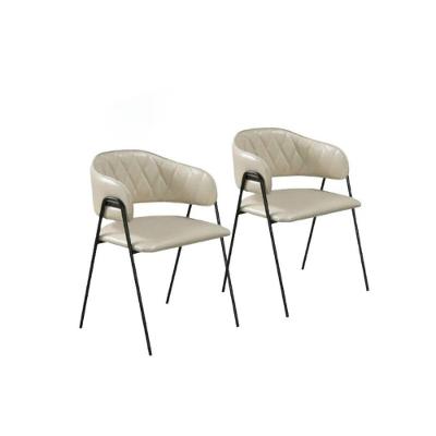 Conjunto 2 Cadeiras Veneza Base Em Aço Carbono Preto Cor:sintético Marfim