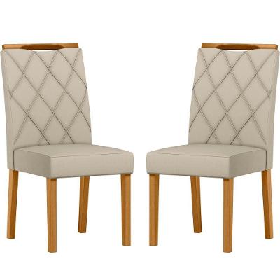 Conjunto Com 2 Cadeiras De Jantar Estofada Sarah Ypê Veludo Nude Ja01