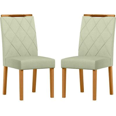 Conjunto Com 2 Cadeiras De Jantar Estofada Sarah Ypê Linho Palha Ln04