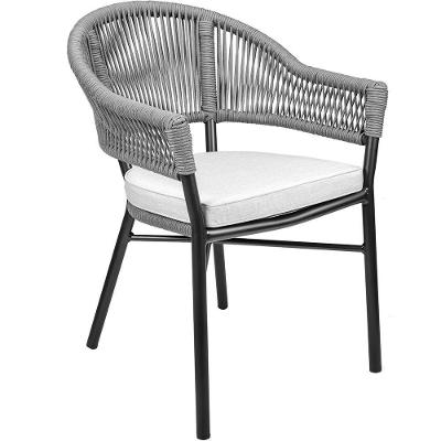 Cadeira Decorativa Para área Gourmet Base Grafite Corda Náutica Medan R01 Chumbo - Lyam Decor