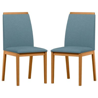 Conjunto Com 2 Cadeiras De Jantar Estofada Fernanda Ypê Animalle Azul Wd26