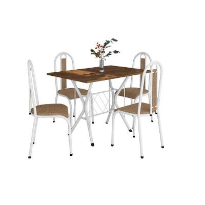 Conj Mesa Bruna 91Cm Com 4 Cadeiras 058 Tampo Em Madeira