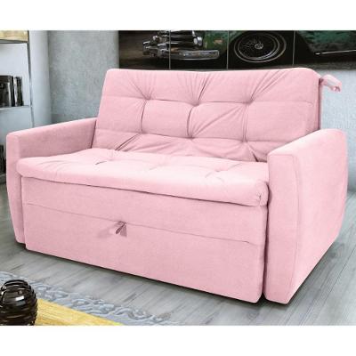 Sofá Cama 2 Lugares Piers Veludo Turkey Rosa