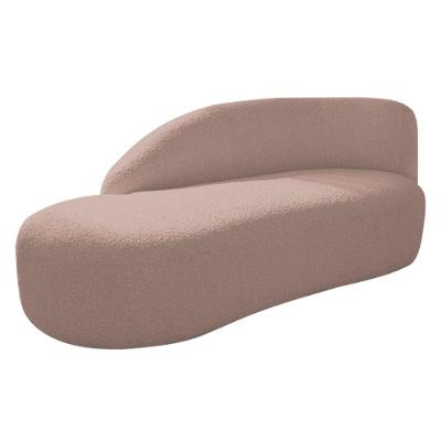 Divã Recamier Curvo Luna 185cm Lado Esquerdo Linho - Doce Sonho Móveis Cor Rosê
