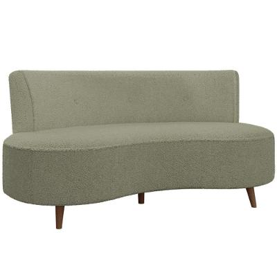 Sofá Chaise Living 2 Lugares 160cm Para Sala Istambul K01 Bouclê Verde - Lyam Decor