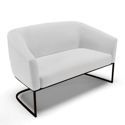 Sofá Namoradeira 2 Lugares Base Industrial Preto Stella Veludo Cinza D03 - D'rossi