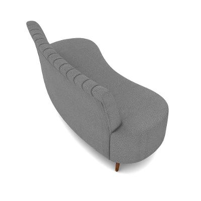 Sofá 2 Lugares Living 160cm Pé Palito Maraú Bouclê Cinza Claro K01 - D'rossi