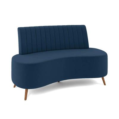 Sofá 2 Lugares Living 160cm Pé Palito Maraú Veludo K01 - D'rossi Cor Azul Marinho