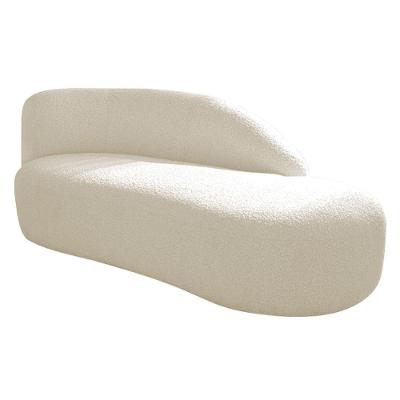 Divã Recamier Curvo Luna 185cm Lado Direito Linho - Doce Sonho Móveis Cor Azul Royal