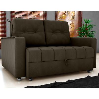 Sofá Cama Para Sala De Estar Cross Veludo Maserati Marrom
