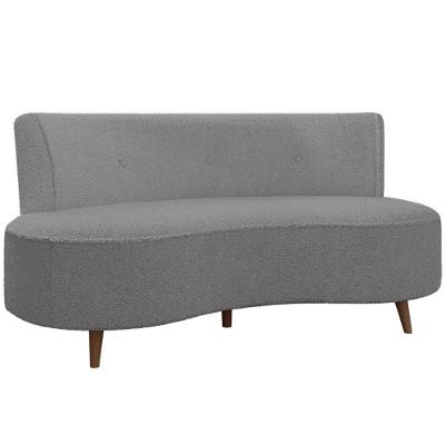 Sofá Chaise Living 2 Lugares 160cm Para Sala Istambul K01 Bouclê Cinza - Lyam Decor