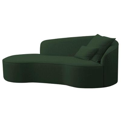 Divã Recamier Curvo Sala De Estar Recepção Lado Esquerdo Linho - Doce Sonho Móveis Cor Verde