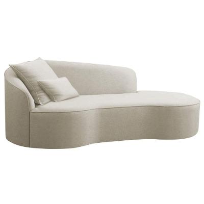 Divã Recamier Curvo Sala De Estar Recepção Inglaterra 180cm Lado Direito Bouclé - Doce Sonho Móveis Cor Bege