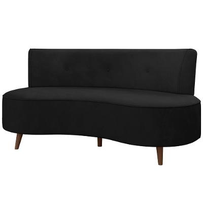 Sofá Chaise Living 2 Lugares 160cm Para Sala Istambul K01 Veludo Preto - Lyam Decor