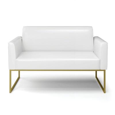 Sofá Namoradeira Base Industrial Dourado Marisa Corano Branco D03 - D'rossi