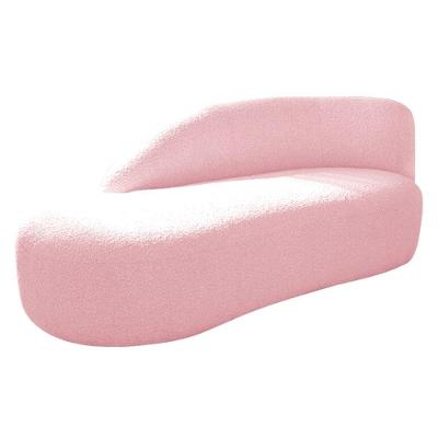 Divã Recamier Curvo Luna 185cm Lado Esquerdo Suede - Doce Sonho Móveis Cor Rosa Bebê