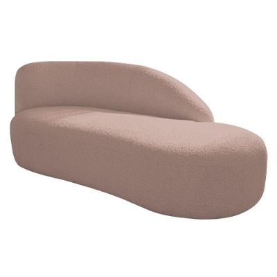 Divã Recamier Curvo Luna 140cm Lado Direito Linho - Doce Sonho Móveis Cor Rosê