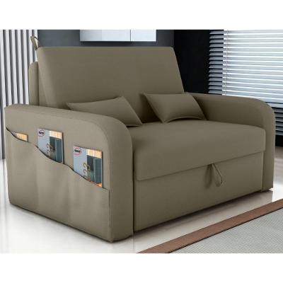 Sofá Cama 2 Lugares Com Baú Bannow Veludo Cappuccino