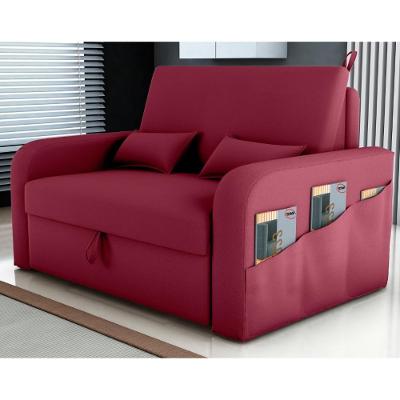 Sofá Cama 2 Lugares Com Baú Hiram Veludo Vinho