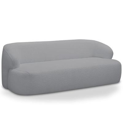 Sofá 3 Lugares Curvo Orgânico Para Sala Living 180cm Barolo L06 Bouclê Cinza Escuro - Lyam Decor