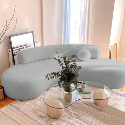 Sofá Curvo 2 Lugares Amsterdã 160cm Bouclé - Amarena Móveis Cor Cinza