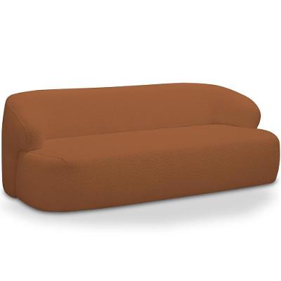 Sofá 3 Lugares Curvo Orgânico Para Sala Living 180cm Barolo L06 Bouclê Terracota - Lyam Decor
