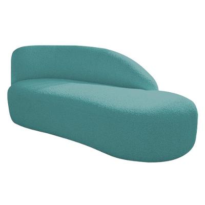 Divã Recamier Curvo Luna 140cm Lado Direito Suede - Doce Sonho Móveis Cor Azul Turquesa