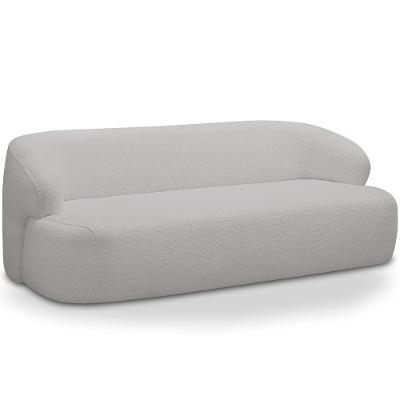 Sofá 3 Lugares Curvo Orgânico Para Sala Living 180cm Barolo L06 Bouclê Cinza - Lyam Decor