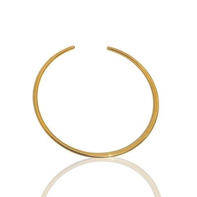 Colar Choker Circular Aro Tubo Folheado Em Ouro 18k