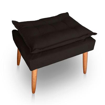 Puff Para Sala E Quarto Madeira Decorativo Opala Suede Marrom