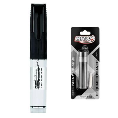 Kit Pincel Marcador Quadro Branco + Refil Com Ponta Extra Brw Preto