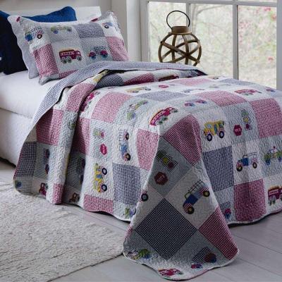 Kit Cobre Leito Solteiro Infantil Teen Patchwork + Porta-travesseiro Desenho 4.9