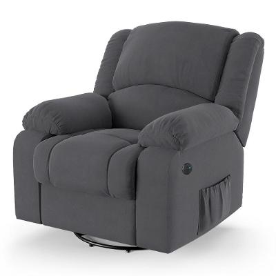 Poltrona Do Papai Reclinável Melim Glider Giratória Usb Veludo Fh1 - D'rossi Cor Cinza