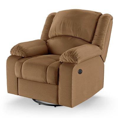 Poltrona Do Papai Reclinável Melim Glider Giratória Usb Sintético Pu Fh1 - D'rossi Cor Caramelo