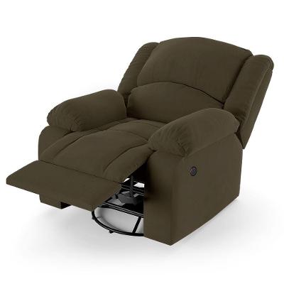 Poltrona Do Papai Reclinável Melim Glider Giratória Usb Veludo Capuccino Fh1 - D'rossi