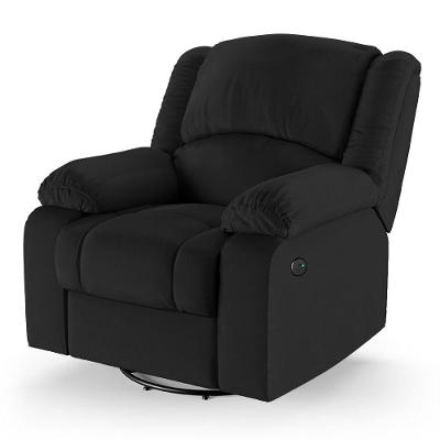 Poltrona Do Papai Reclinável Melim Glider Giratória Usb Pu Brilho Fh1 - D'rossi Cor Preto
