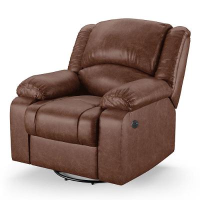Poltrona Do Papai Reclinável Melim Glider Giratória Usb Pu Marrom Brilho Fh1 - D'rossi