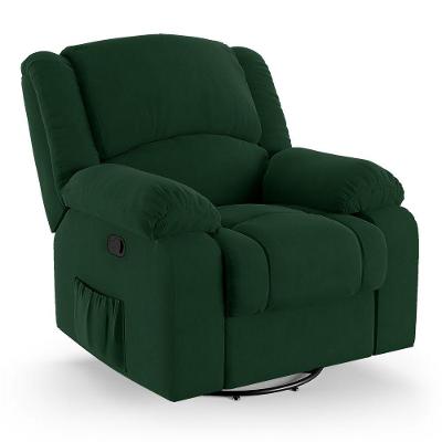 Poltrona Do Papai Reclinável Melim Glider Giratória Veludo Fh1 - D'rossi Cor Verde