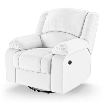 Poltrona Do Papai Reclinável Melim Glider Giratória Usb Sintético Pu Fh1 - D'rossi Cor Branco
