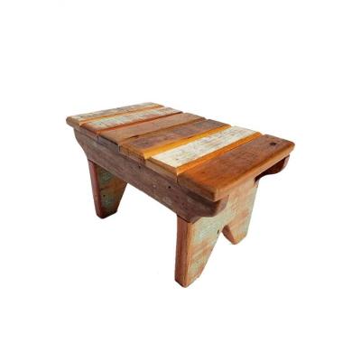 Banqueta Banco Ripado 30 Cm Em Madeira Maciça Pátina