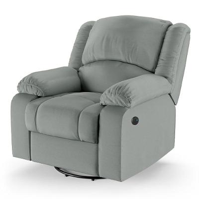 Poltrona Do Papai Reclinável Melim Glider Giratória Usb Sintético Pu Fh1 - D'rossi Cor Cinza