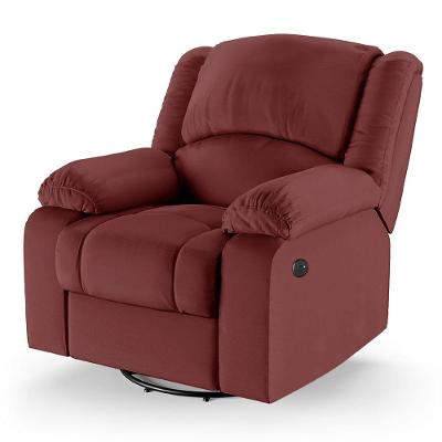 Poltrona Do Papai Reclinável Melim Glider Giratória Usb Sintético Pu Fh1 - D'rossi Cor Vermelho