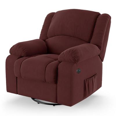 Poltrona Do Papai Reclinável Melim Glider Giratória Usb Veludo Fh1 - D'rossi Cor Vinho