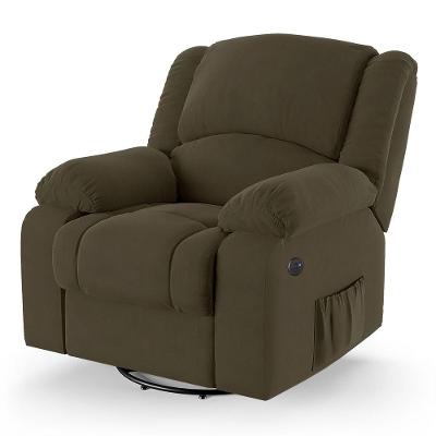 Poltrona Do Papai Reclinável Melim Glider Giratória Usb Veludo Fh1 - D'rossi Cor Capuccino